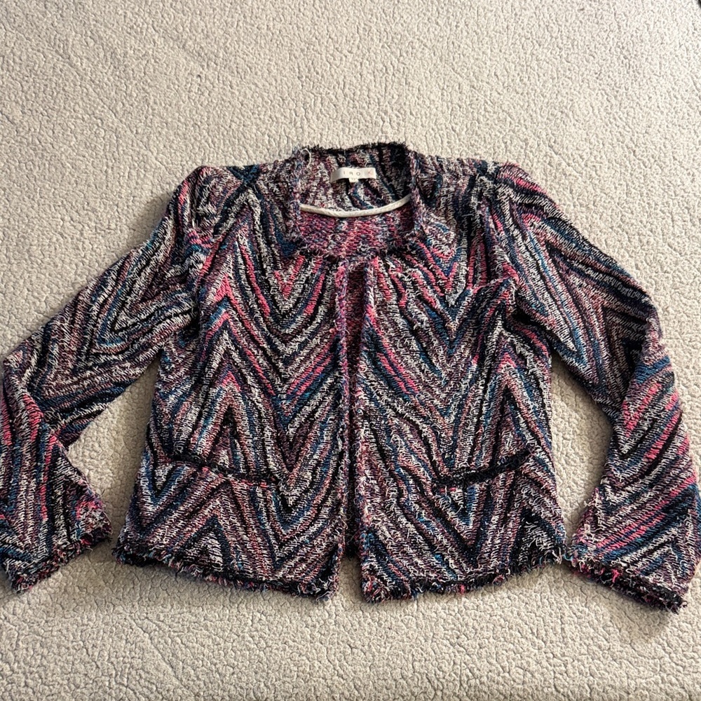 IRO Chevron Tweed Weird Blazer in Pink, Blue and Black Size 34 or 2